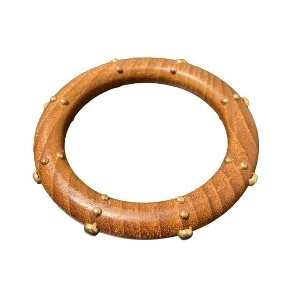 Wooden fashion bracelet with metal spikes